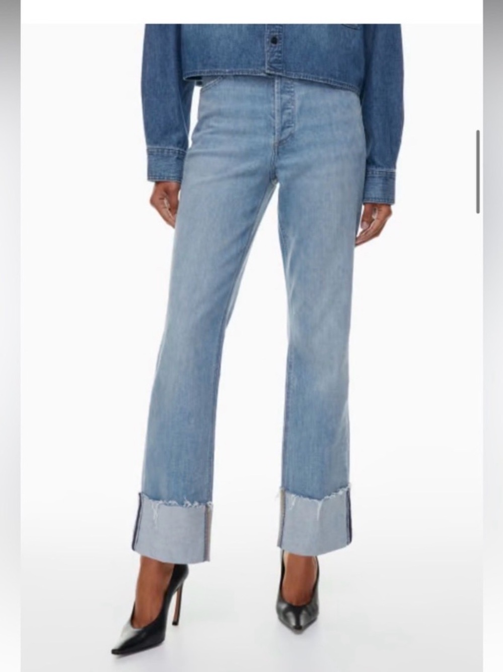 Denim Forum Light Blue Straight Leg Jeans - Picture 2 of 5